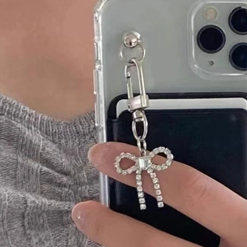 Korea Schattige Diamanten Strik Telefoon Hanger Stijlvolle Sleutelhanger Universele Accessoires Lanyard Sleutelhanger Sieraden