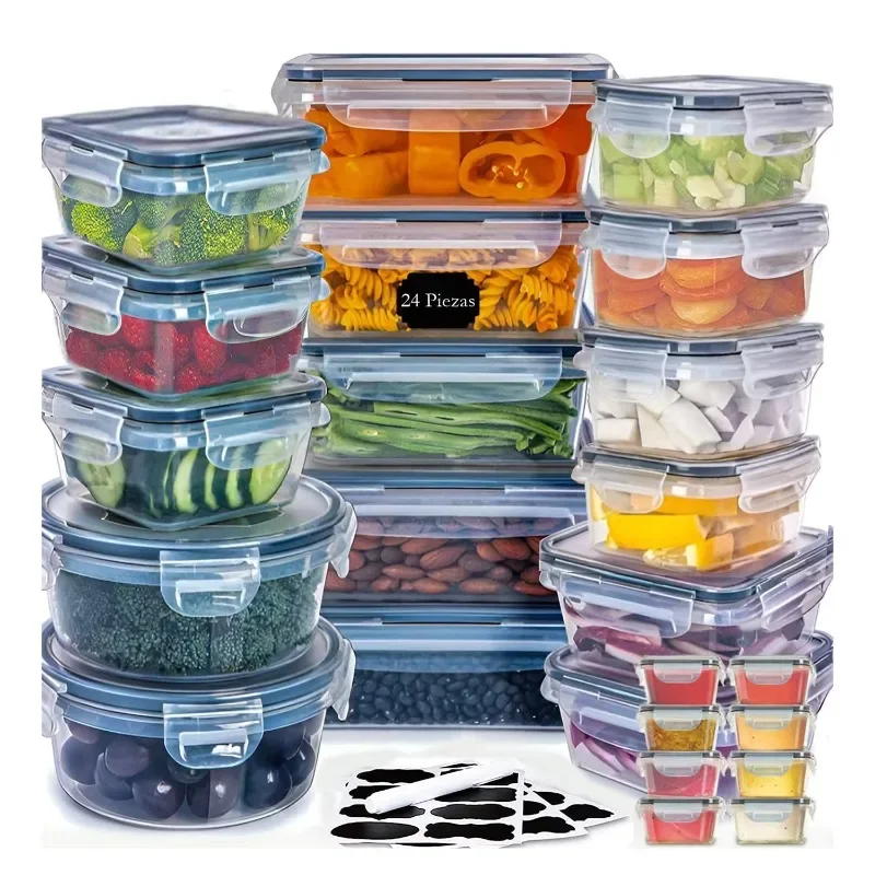 

Pack of 24 Food Storage Containers with Airtight Lids Leak Proof & Microwave Safe Reusable Leftover Lunch Boxes