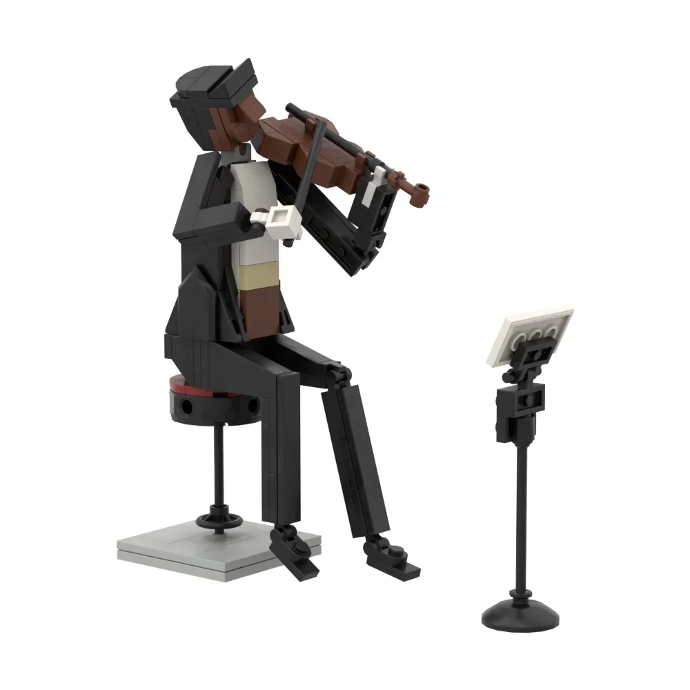 MOC ตัวอักษร Action Player นักไวโอลิน Cellist นักเปียโน Band Building Blocks ชุดอิฐ Trumpeter ของเล่นเด็กของขวัญวันเกิด