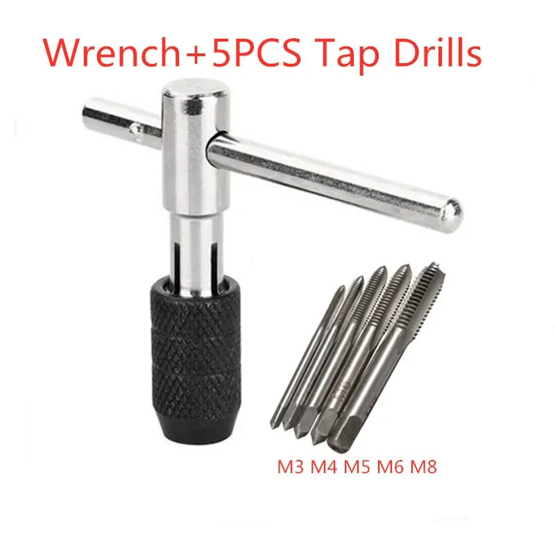 6PCS/Set Tap Drill Wrench Tapping Threading Tool M3-M8 Screwdriver Tap Holder Hand Tool Thread Metric Plug Tap Screw Taps