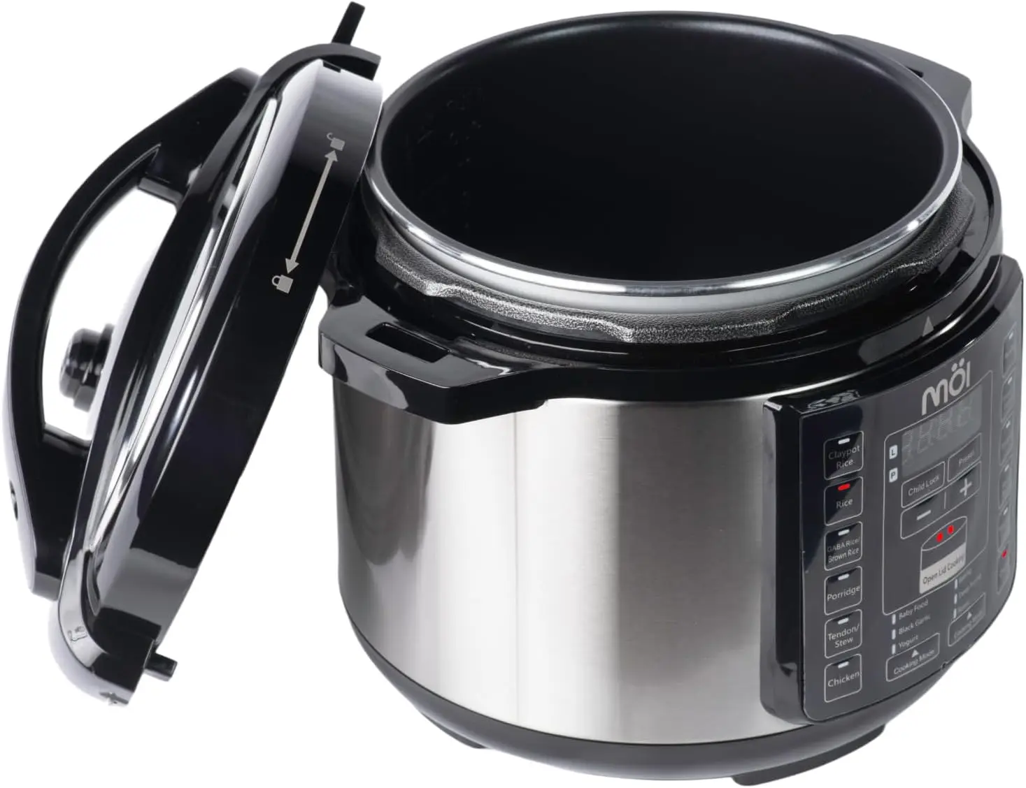 قدر الضغط الكهربائي - طنجرة الضغط الرقمية مع 12 إعدادًا للطهي، وعاء غير لاصق قابل للفصل مع غطاء من الفولاذ المقاوم للصدأ،