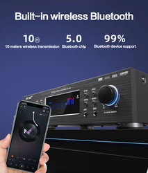 KYYSLB 220V 200+200W 4-16ohm High Power Home Amplifier Cara Ok Audio Digital 5.1 Subwoofer Bluetooth Fixed Resistance Amplifier