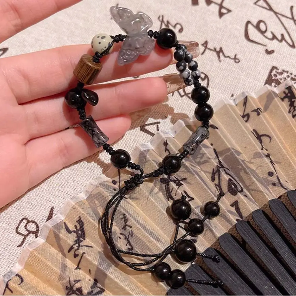 Exquisite Charm New Chinese Style Hand Rope Pendant Jewelry Accessories Butterfly Ink Wash Bracelet Hand Rope Adjustable