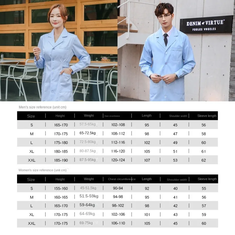 Fashionable and Convenient Blue White Coat Long Sleeve Doctor\'s Coat Male Oral Dentist\'s Coat Lab Nurse\'s Long Thick Overalls