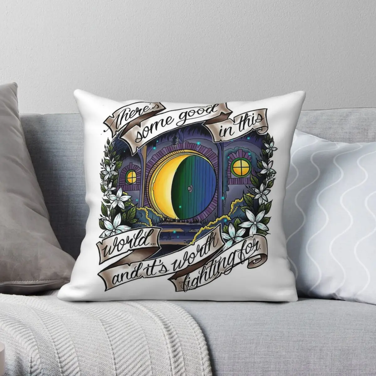 In A Hole In The Ground Pillowcase Polyester Linen Velvet Pattern Zip Decorative Pillow Case Car Cushion Cover 18