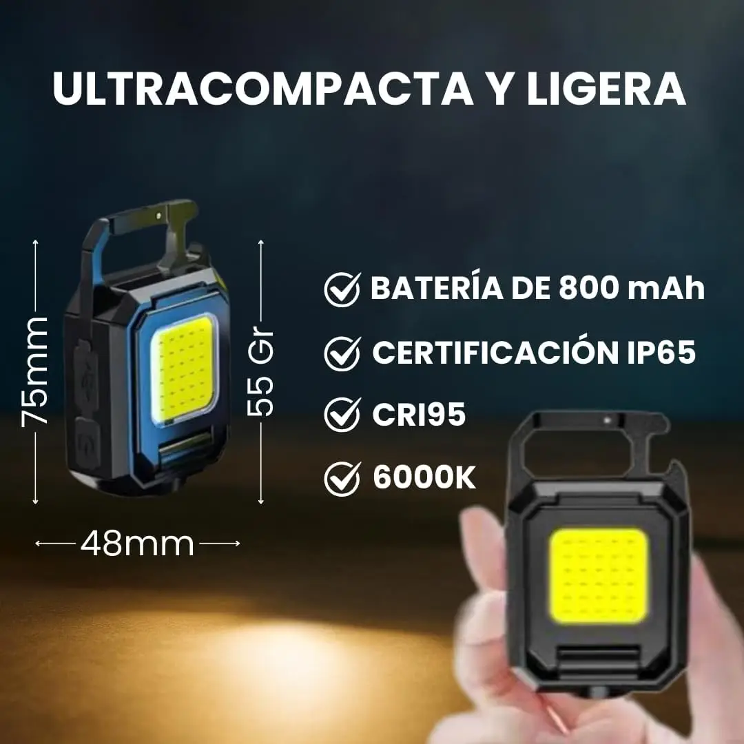 مصباح يدوي سلسلة مفاتيح COB ساطع، مصباح عمل صغير قابل لإعادة الشحن، مصباح جيب مغناطيسي محمول للتخييم والصيد والمشي لمسافات طويلة في حالات الطوارئ