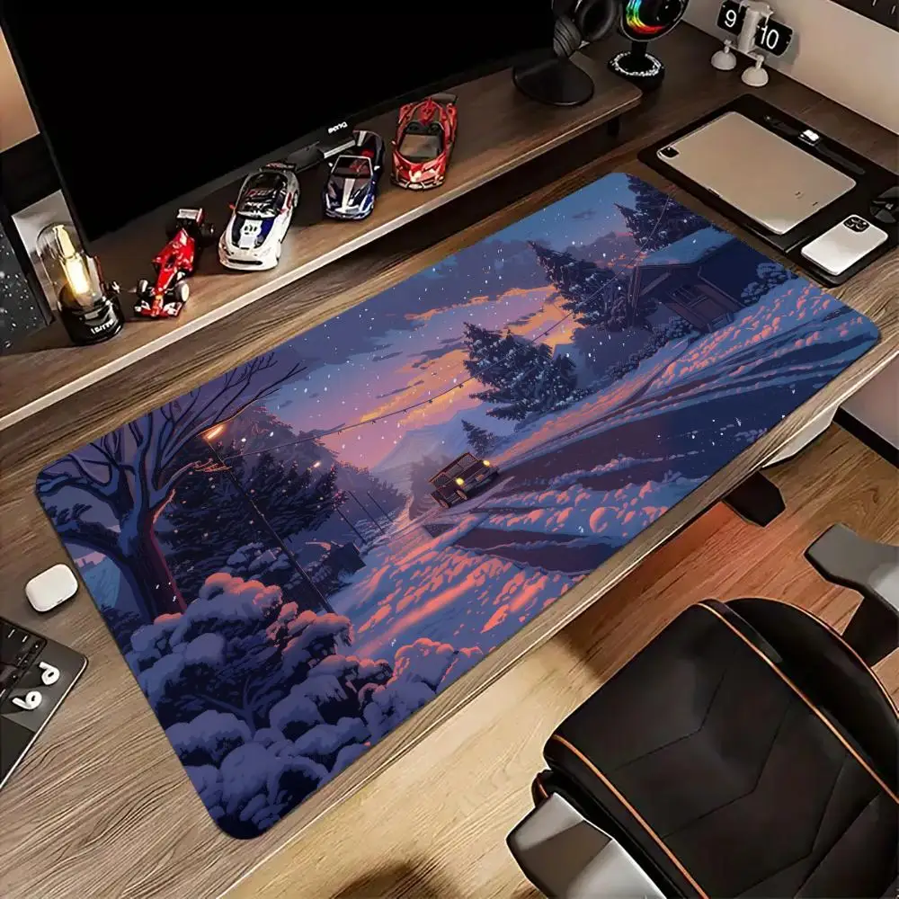 Snow Street Mouse Pad XXL Computer Accessories Office Game Table Mats Rubber Anti-slip Gaming Keyboard Mousepads Desk Pads 40x90