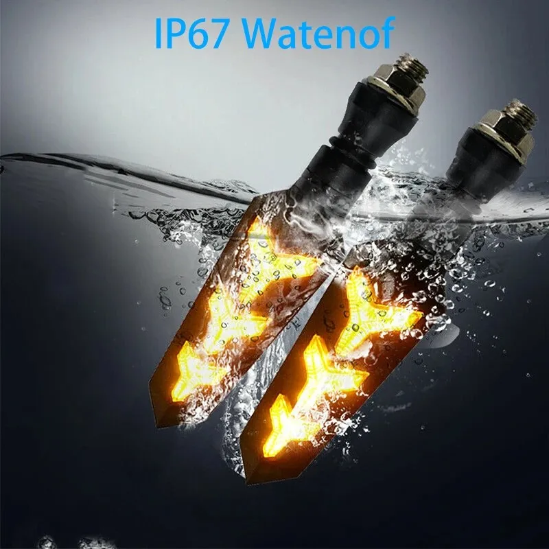 Newest Motorcycle LED Turn Signals Flowing Water Blinker Flashing Lights Bendable Motorcycle Tail Flasher Indicator Lamp