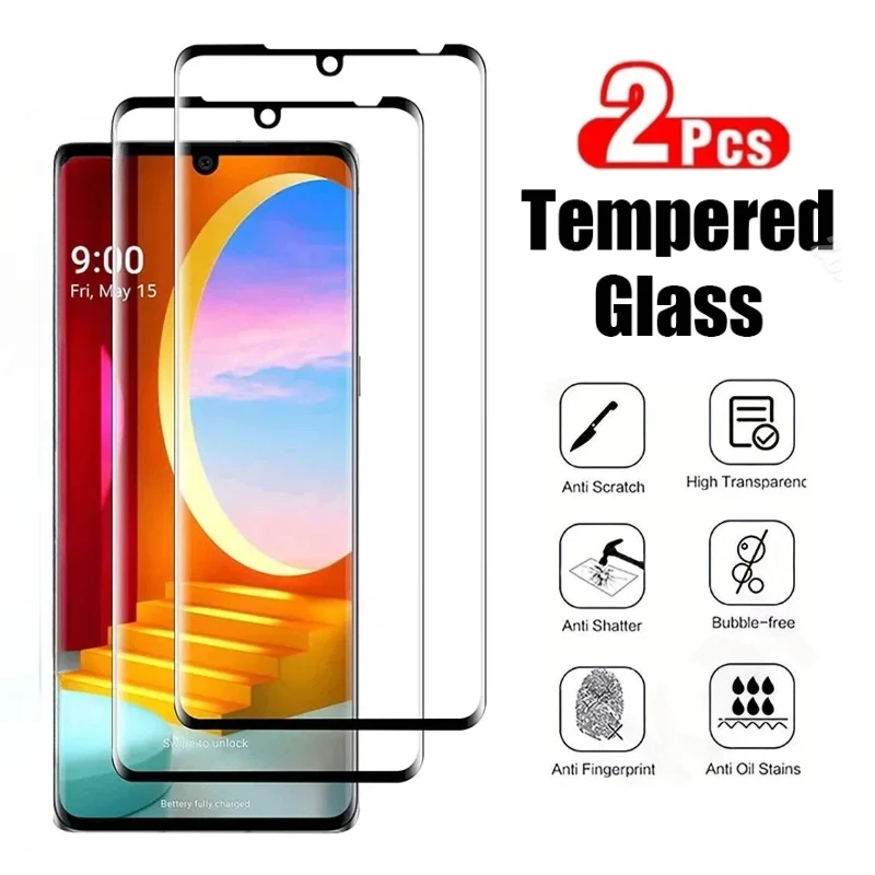 2Pcs Full Cover Curved Tempered Glass For LG Velvet LG G9 LM-G900N LM-G900EM 5G Screen Protector Protective Glass