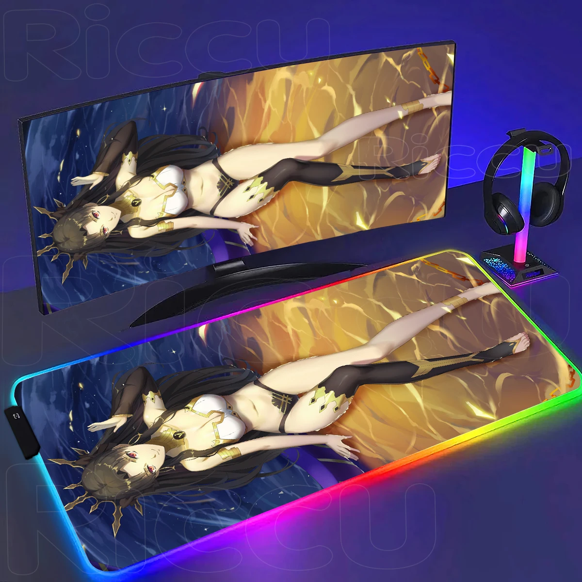 Hentai Extended LED Anime Fate 400X900mm T-Tohsaka Rin Mouse Pad Desk Mat Gaming Accessories Prime Gaming RGB Keyboard Padding