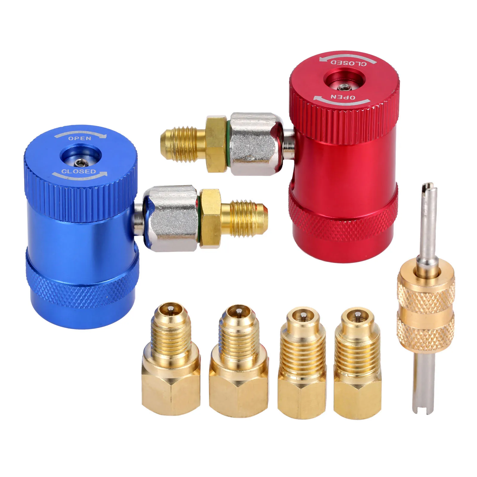 

High Low Side Quick Couplers Adapter R1234yf Manual Connector Adapters 1/4SAE Adapters and 1/4 Female 1/2 Adapters