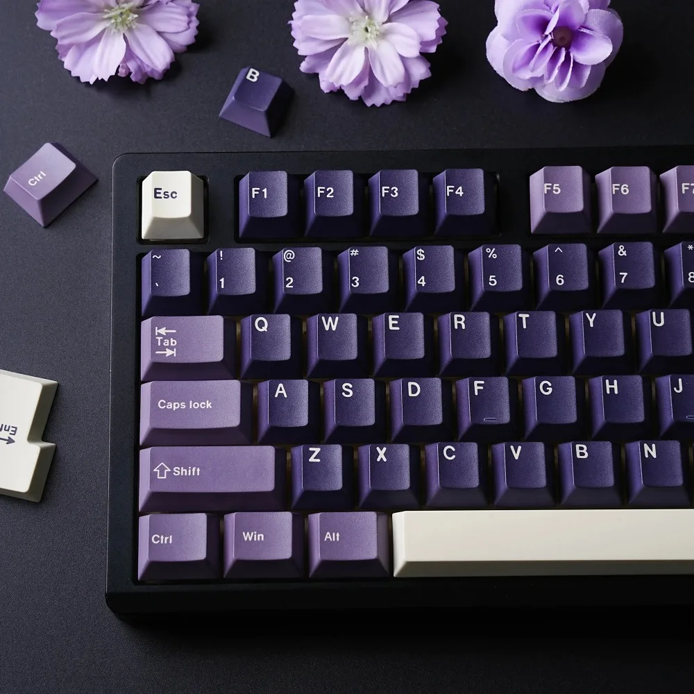 Carbon Purple Dye Sub Mechanical Keyboard Keycaps Set 143 Keys - German Korean Spanish Arabic French Russian ABNT-2 Compatible