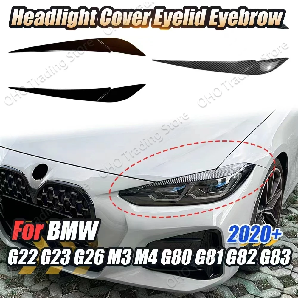 Car Headlight Eyelids Cover For BMW 4 Series G22 G23 G26 M3 M4 G80 G81 G82 G83 2020-2025 Side Headlamp Eyebrows Trim Sticker