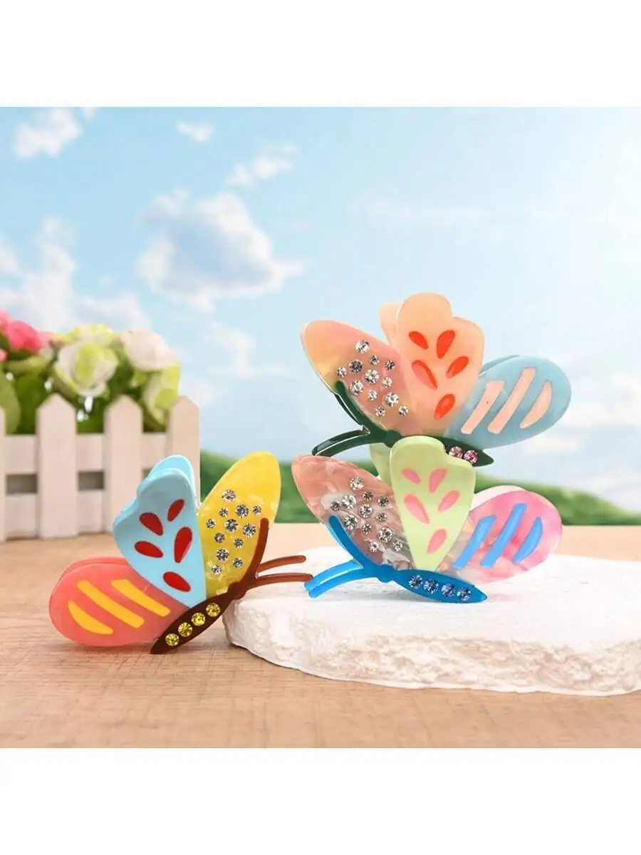 

Acrylic Rhinestone Butterfly Hair Claw Clip For Women Elegant Half Updo Accessory