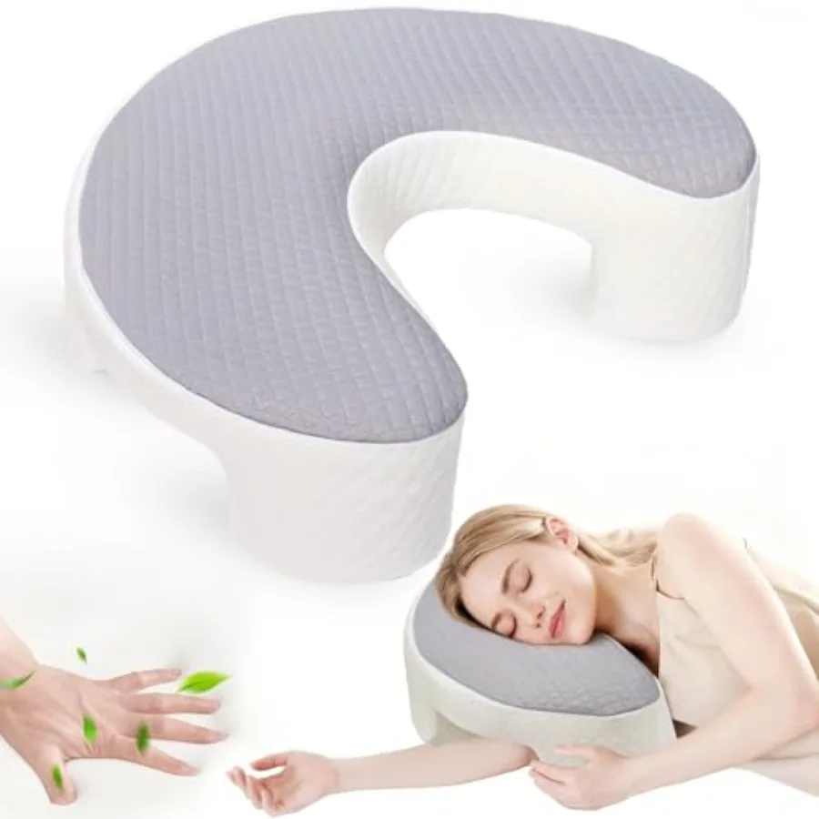 Side Sleeper Pillow for Adults Ergonomic Memory Foam Pillow with Arm Hole for Neck Rotator Cuff Shoulder Pain Relief Knee Pillo