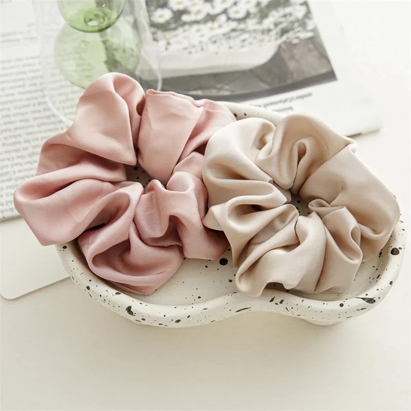 Satin Silk Hair Scrunchies Black Hair Ties for Girls and Women Scrunchie Solid Color Hair Accessories Scrunch