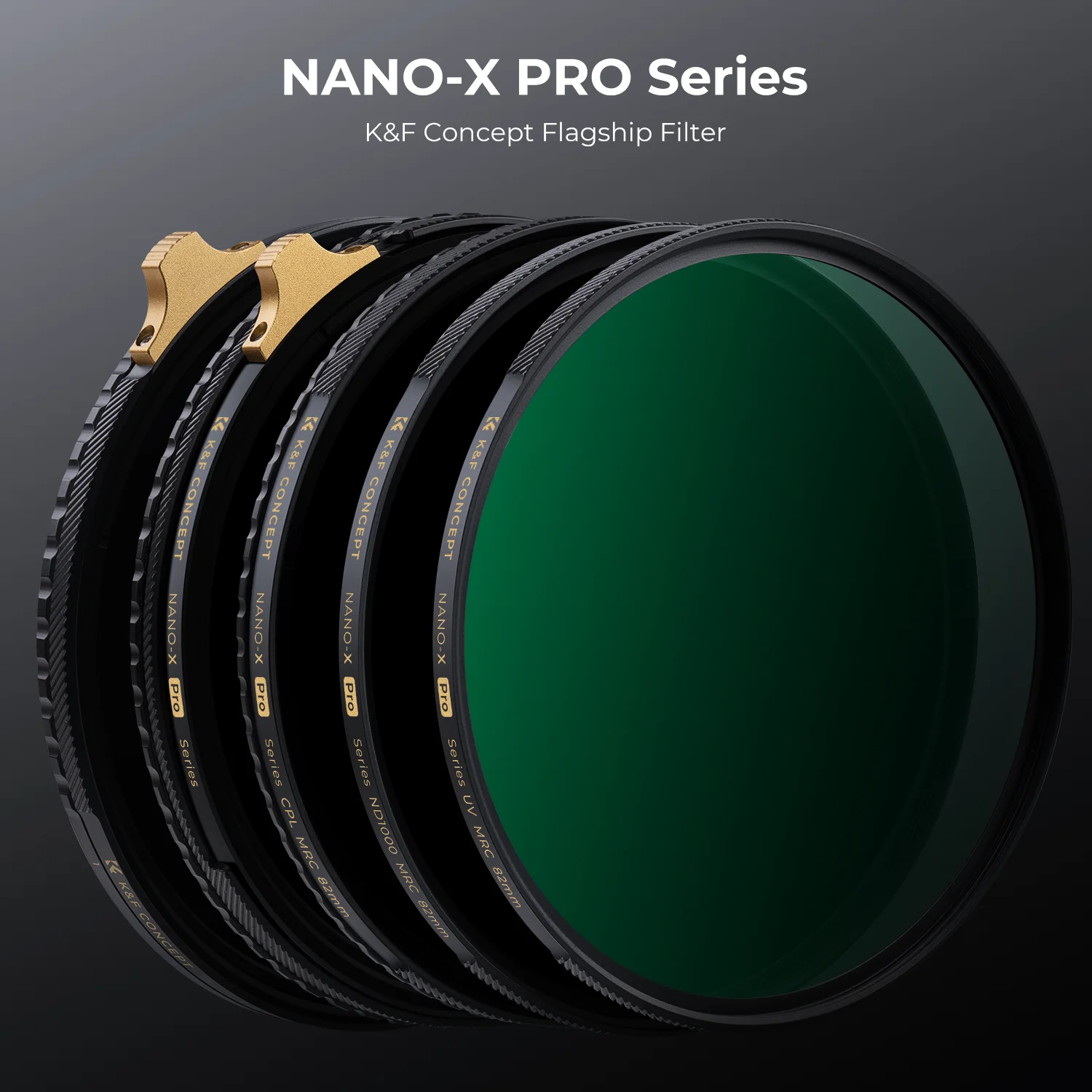 K&F Concept ND Filter ND2-32 Adjustable 36-Layer Anti-Reflection Green Film Copper Frame Nano-X PRO Camera Lens Filter 67mm-82mm