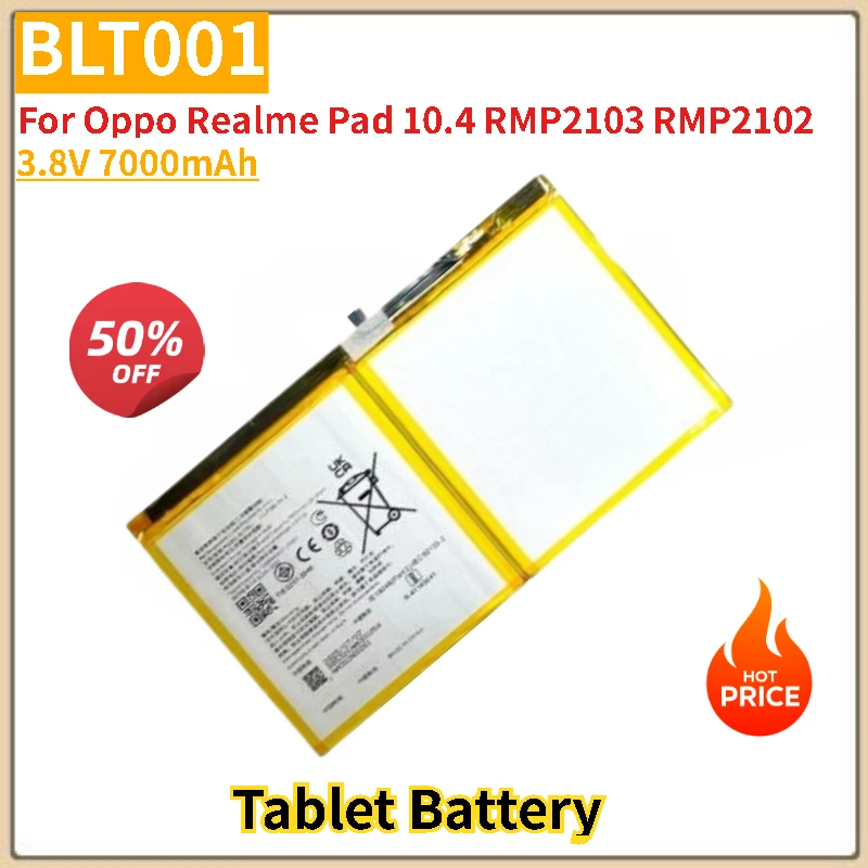 

BLT001 battery 3.8V 7000mAh For Oppo Realme Pad 10.4 RMP2102 RMP2103 Tablet Replacement Battery Brand-New High Quality