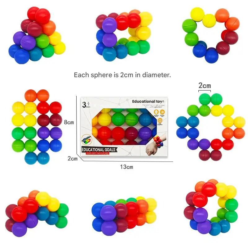 Jouets sensoriels Fidget – Balles éducatives rotatives 3D pour le stress et l'anxiété, activités d'apprentissage créatives