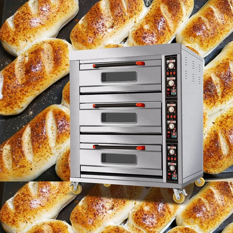 Horno de Pizza a Gas Comercial de 1 Plataforma y 1 Bandeja, y Horno de Pizza Industrial de 3 Plataformas y 6 Bandejas, Equipos para Camiones de Comida
