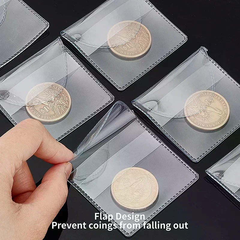 

20PCS/Lot Single Pocket Coin Sleeves Collector Individual Clear Plastic Sleeves Holder Small Coin Plastic Holder