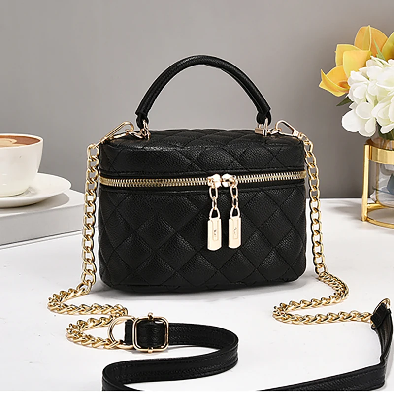 Make Up Bag Women\'s Crossbody Bag Sling Purse Diamond Lattice Shoulder Bag Luxury Brand Padded Lipstick Satchels Trend 2024