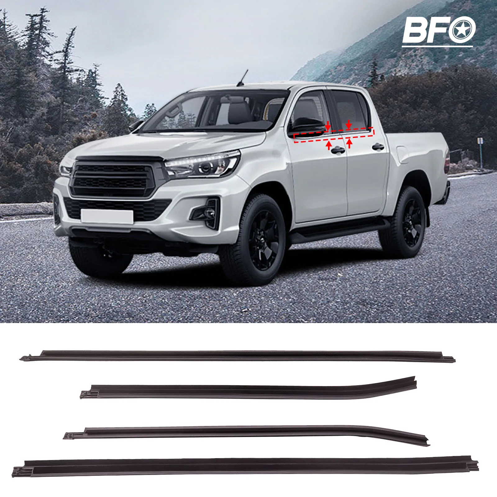 Window Glass Seals Belt Door Weatherstrip FOR TOYOTA HILUX SR5 Double Cab 2005 2006 2007 2008 2009 2010 2011 2012 2013 2014 2015