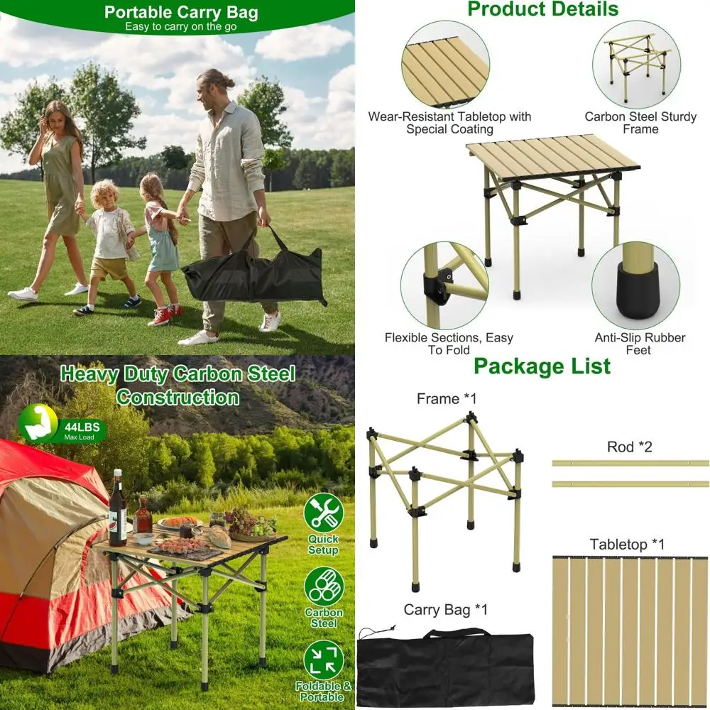 

Портативный складной стол для кемпинга на открытом воздухе с сумкой для переноски, легкий, из углеродистой стали, 20.87Д x 19.7Ш x 19.5В (дюймы)