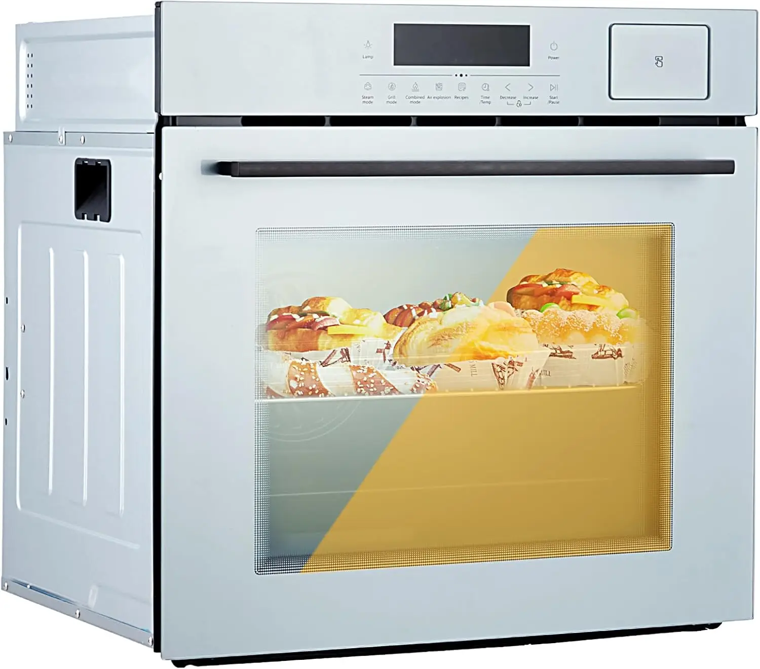 Forno com 4 funções de cozimento e 102 receitas automáticas, forno de parede única com capacidade de 2,5 pés cúbicos com limpeza automática, descongelar..., 24" Bui