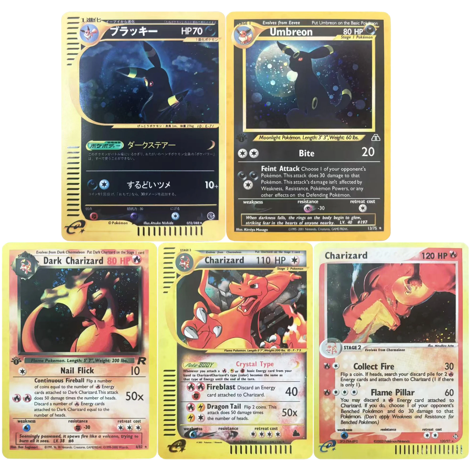 

3 шт./компл. Ptcg Charizard Umbreon флэш-карта самодельная классическая игра аниме коллекционная карта подарочная игрушка