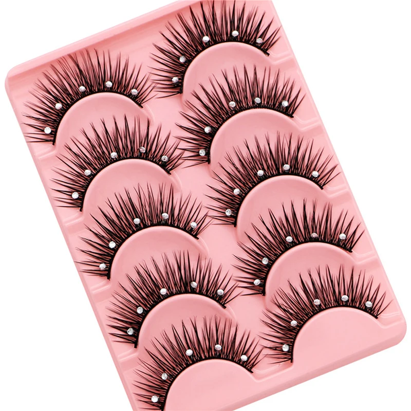 5 Pairs Glittery False Eyelashes Butterfly Lashes Rainbow  5 Pairs Glittery