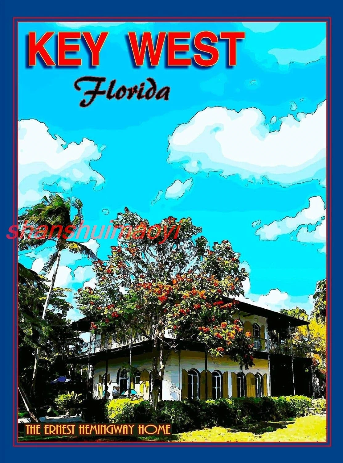 TYmall Metal Sign Wall Plaque 8X12 Inch Florida Key West Ernest Hemingway United States Travel Advertisement Tin Poster Ret ALL