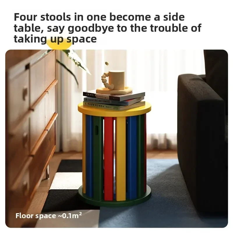 Modern Colorful stools can be stacked household combination stools stacked stools dining table stools sturdy and durable