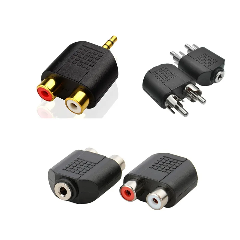 3.5mm ses Stereo jak kadın 2 RCA erkek/3.5mm erkek 2-RCA kadın/3.5mm kadın 2-RCA dişi konnektör adaptörü