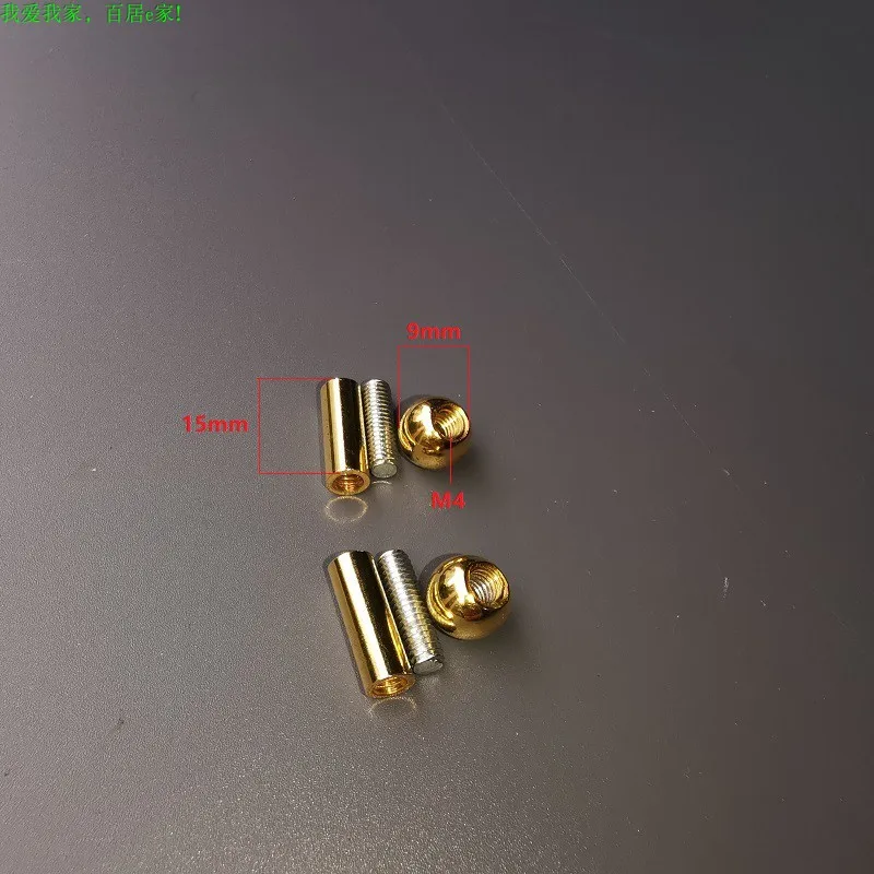 Golden M4 Inner Tooth Nuts,Bald Head Nuts, Round Ball Cover + Screw + Gold M4 Inner Tooth Tube DIY Hardware Lighting Accessories