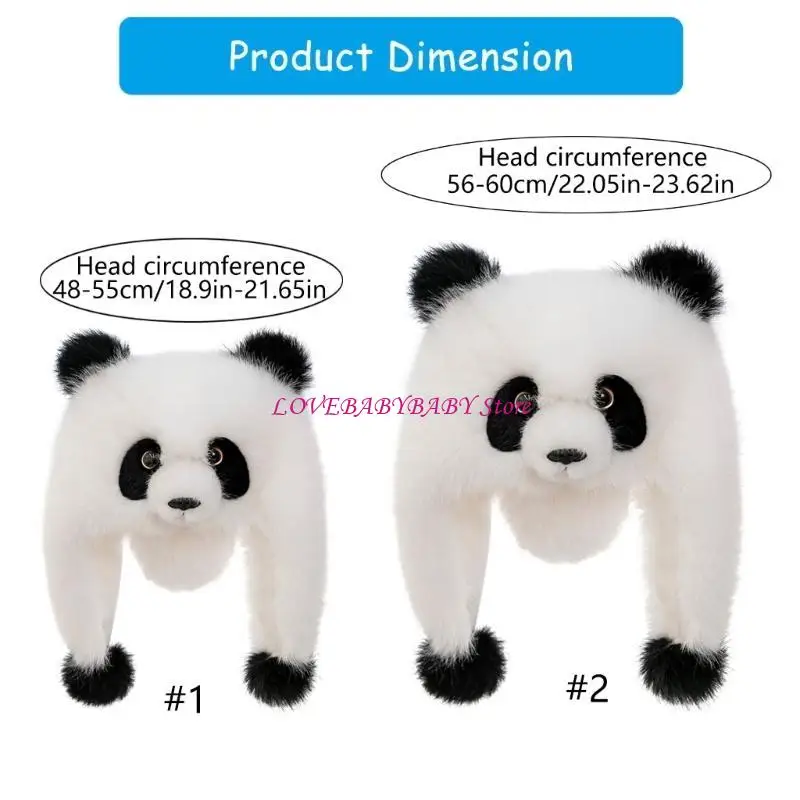 Plush Panda Hat Cartoon Cartoon Caps Caps Cold Resistant Roattan