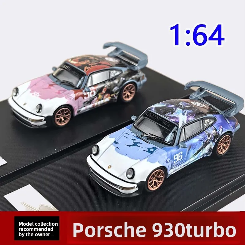 

Литой под давлением масштаб 1:64 Porsche Singer Turbo Study 930 GT Tail Wing Mecha, модель автомобиля из сплава, Коллекционная игрушка, сувенирный дисплей, орнамент