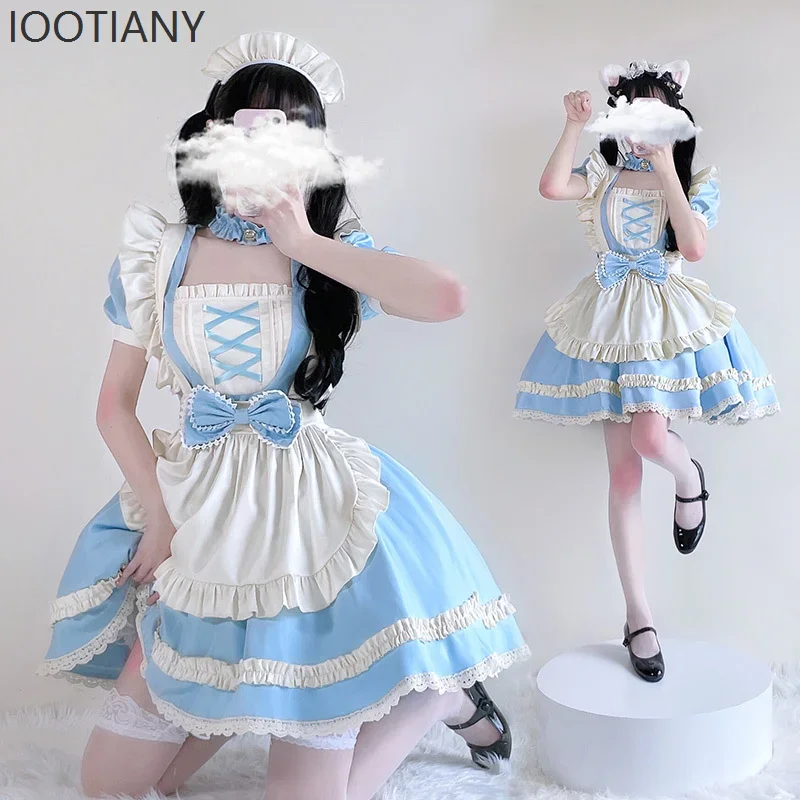 

CosplayAlice Japanese Sweet Cute Blue Lolita Dress Cosplay Costume Anime Exhibition Maid Role Play Stage Performance Costume Sui