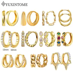 Minimalist CZ cartilage perforation 925 Sterling Silver Ear Needle Twist Round Earring Hoop Ear Buckle Gold Earrings For Women