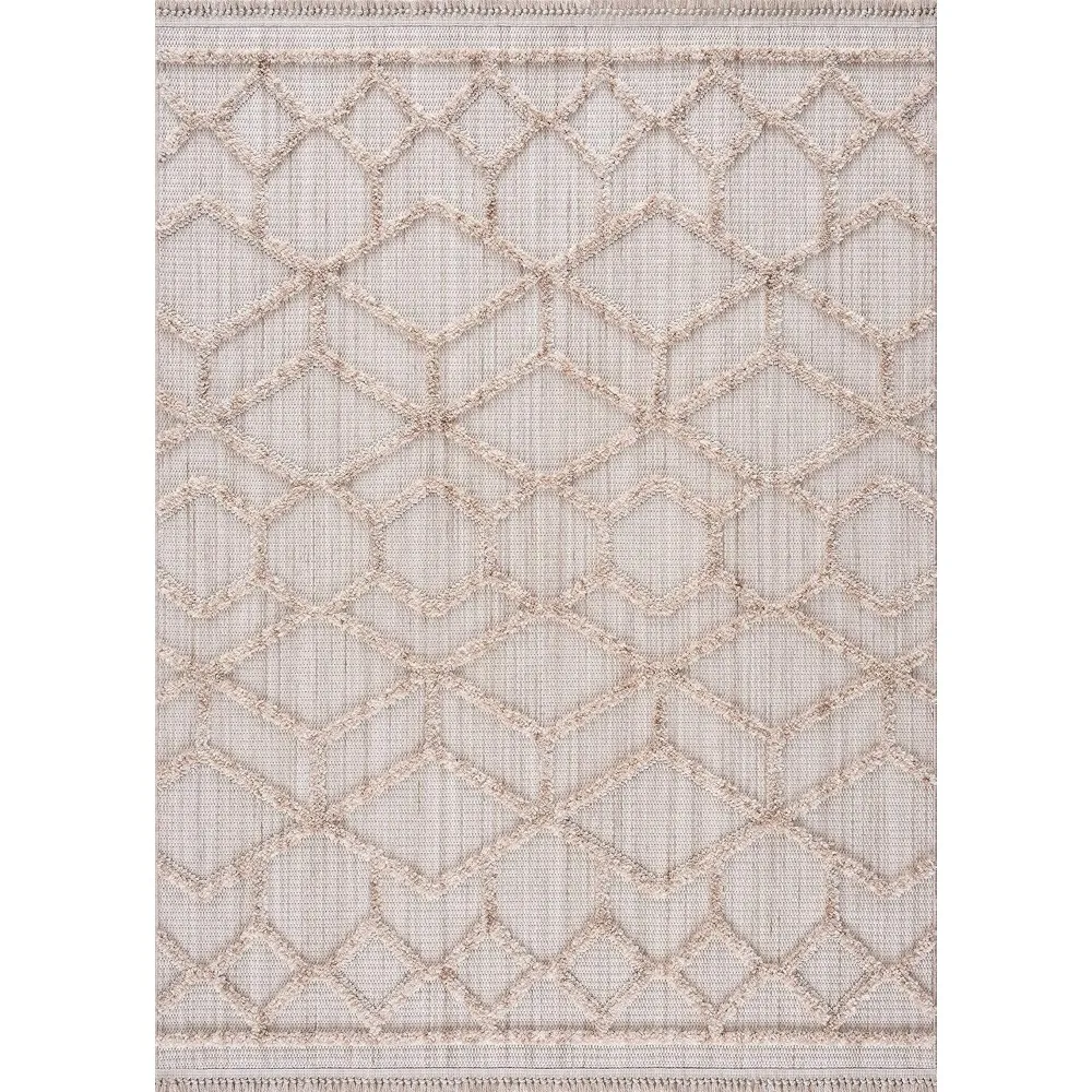 Malilinao Farmhouse Living Room Bedroom Modern Moroccan Trellis Area Rug - Soft Shaggy High Low Carpet - High Pile