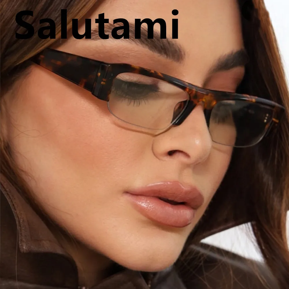 Neue Modische Kleine Quadratische Leoparden-Schwarze Brillenfassung für Damen Vintage Halbrahmen-Sonnenbrille Damen Outdoor-Brillen UV400 – Detail 1