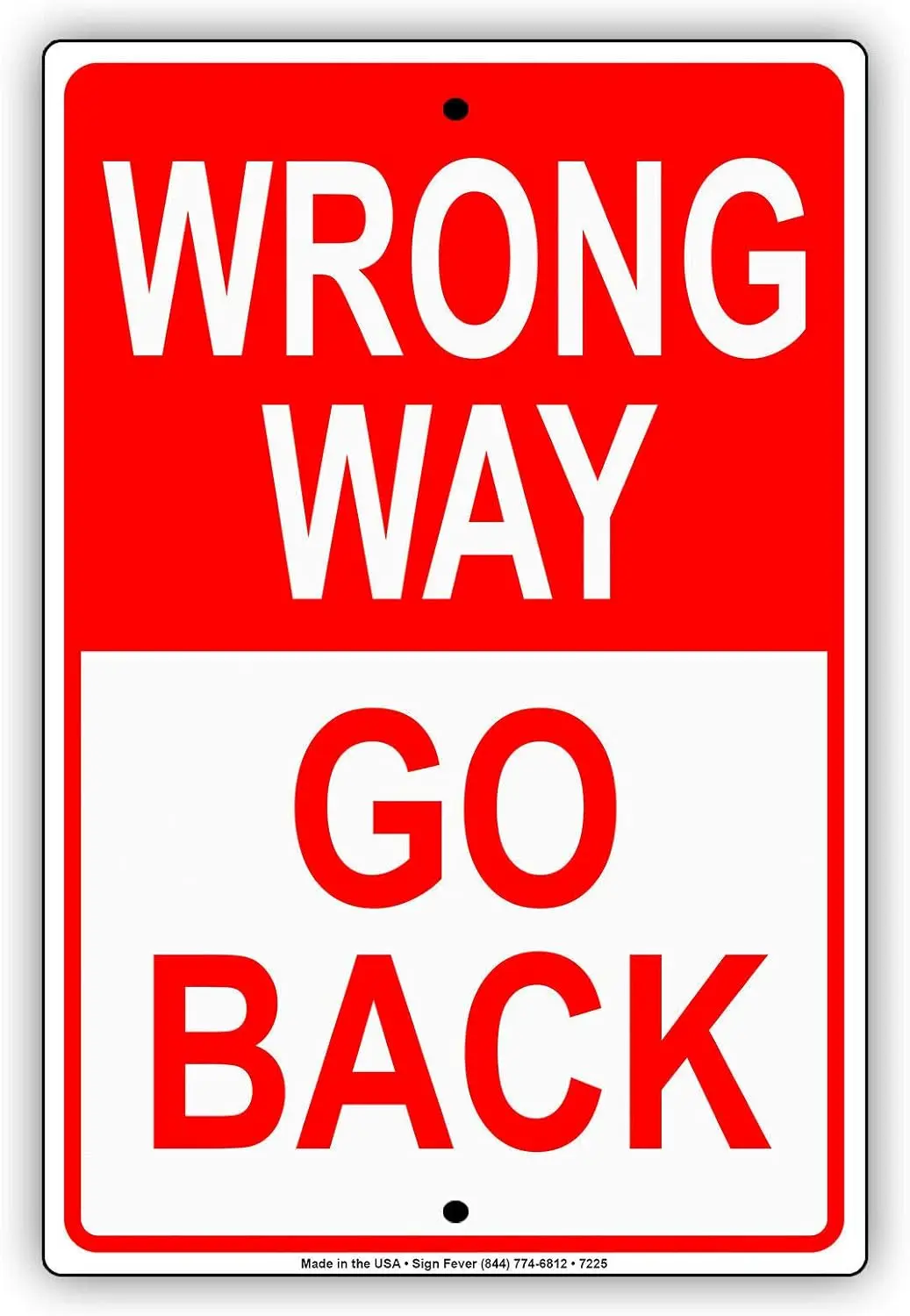 Wrong Way Go Back Street Road Safety Warning Tin Metal Sign sign