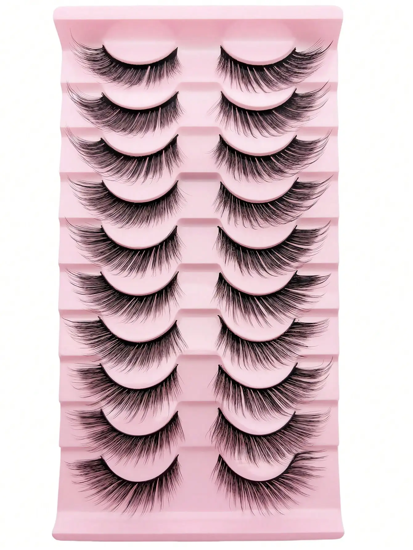 10 Paar Cat-Eye- und Fox-Eye-Wimpern, flauschig, voluminös, verlängernd, für die äußere Augenwinkel, mit geschwungenen Spitzen, für einen natürlichen Look, ideal für den täglichen Gebrauch und für Partys. – Detail 5