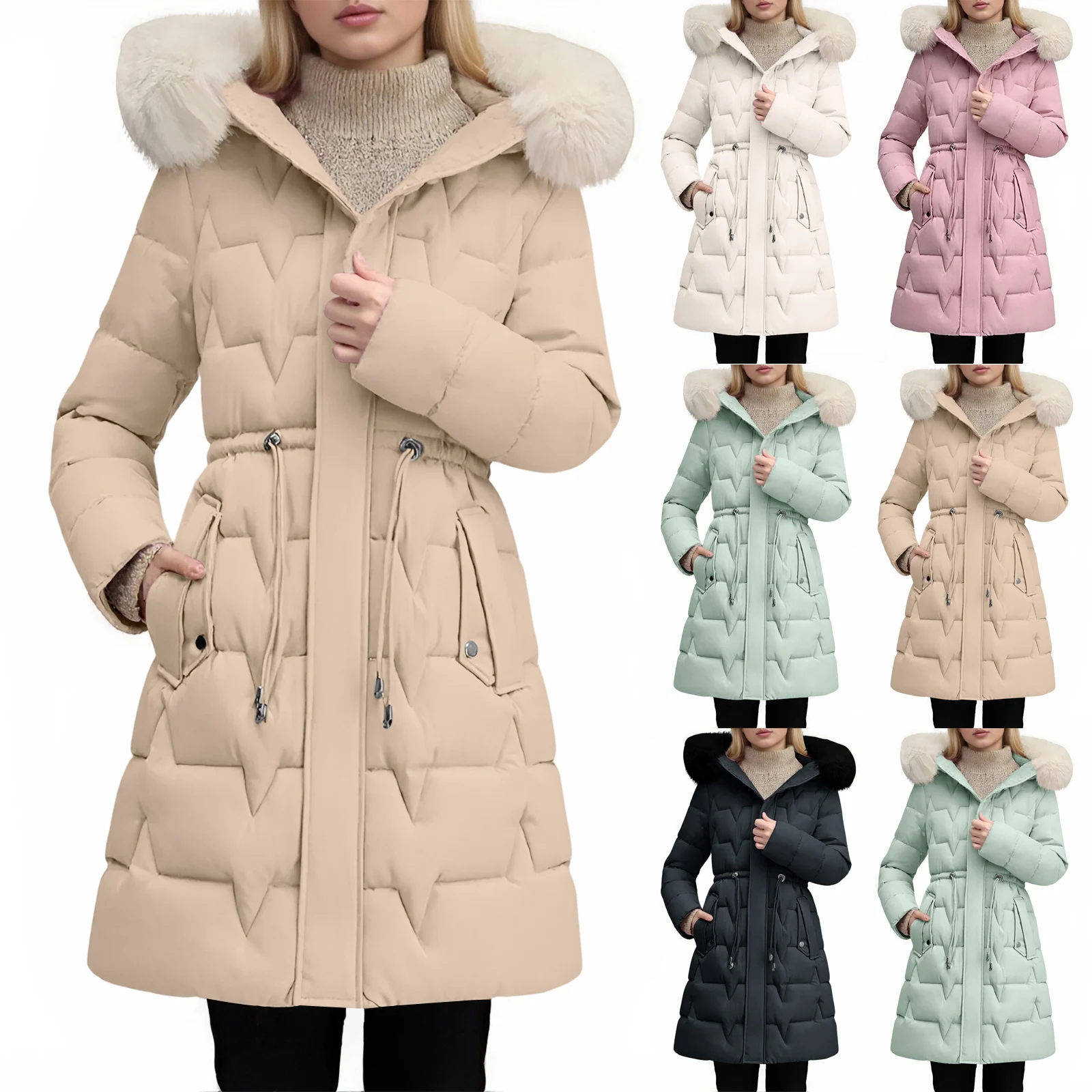 سترة شتوية نسائية جديدة بلون سادة مع قلنسوة سترة قطن سترة نسائية جديدة ملابس ياقة ملابس سترة مبطنة دافئة #1