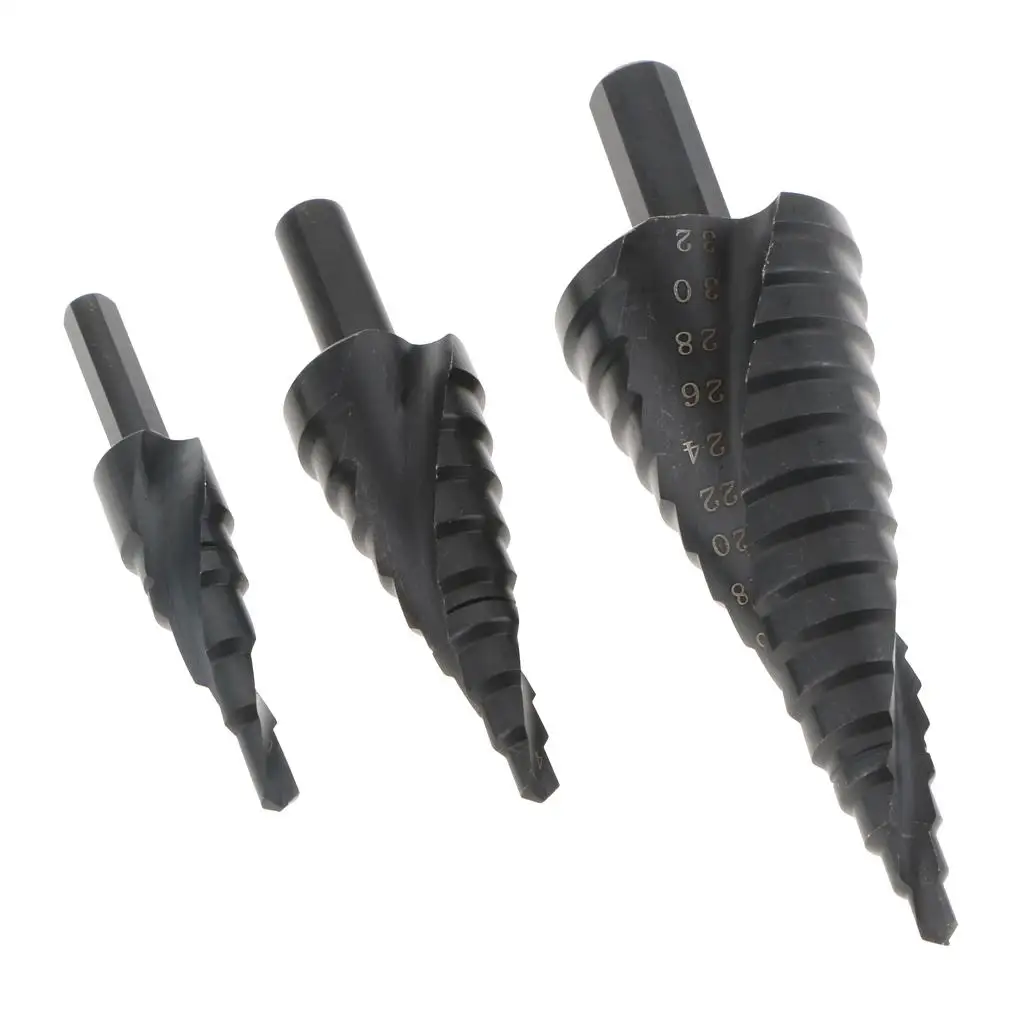 

Step Drill ,Spiral Grooved Drill Bit, 4-12/20/32, for Thin Iron Plate