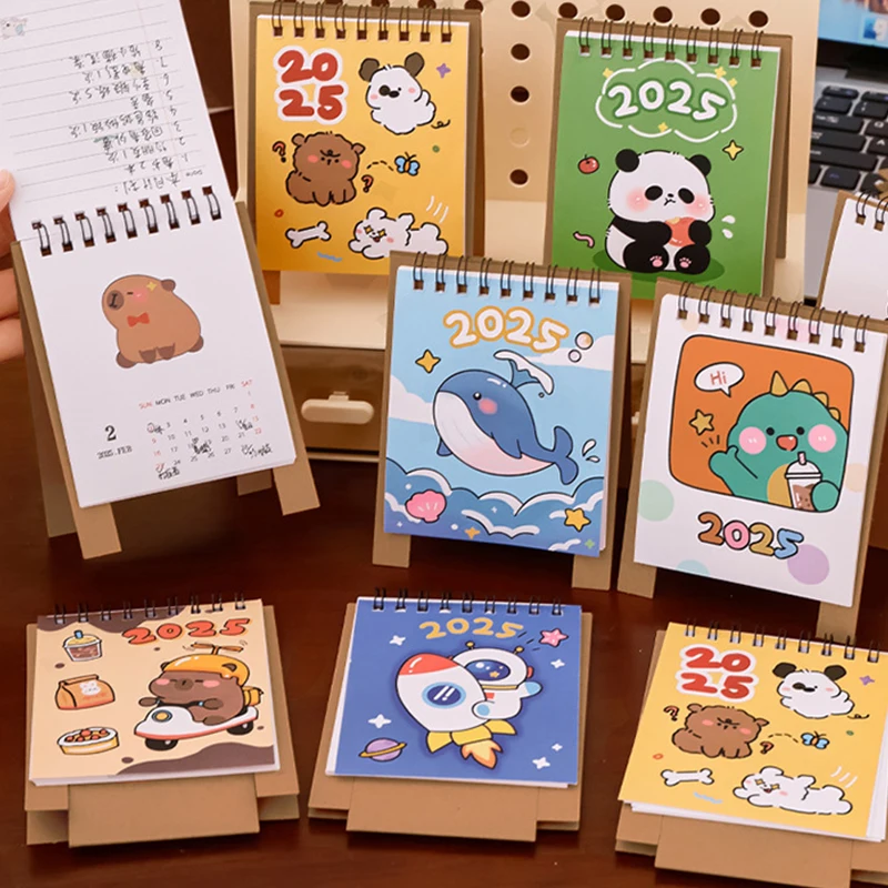 Cute Cartoon Animals Desktop Paper Calendar, Table Planner, Mini Desktop Calendar, Decoração Criativa Presentes