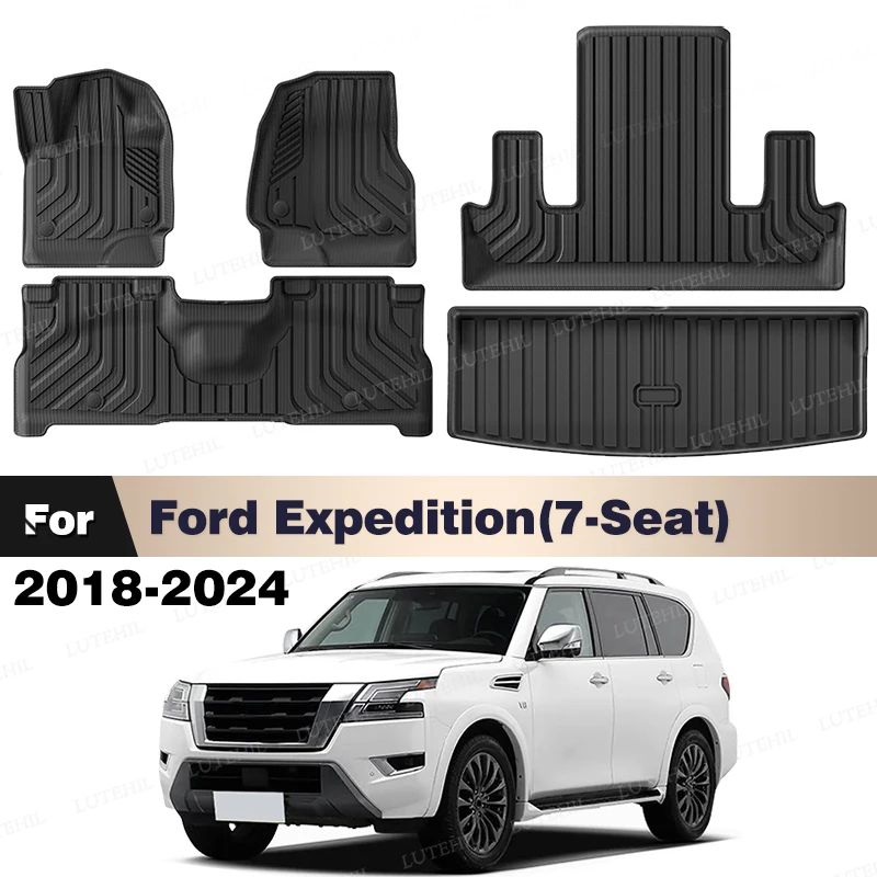 

LUTEHIL для Ford Expedition 7-местный 2018-2024 2023 2022, всепогодный напольный коврик из ТПЭ, коврик в багажник, ковер, аксессуары для салона автомобиля