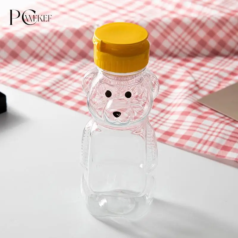 1pc 230ml Plastic Squeeze Condiment Bottles Bear Shape Honey Sauce Mustard Jam Dispenser