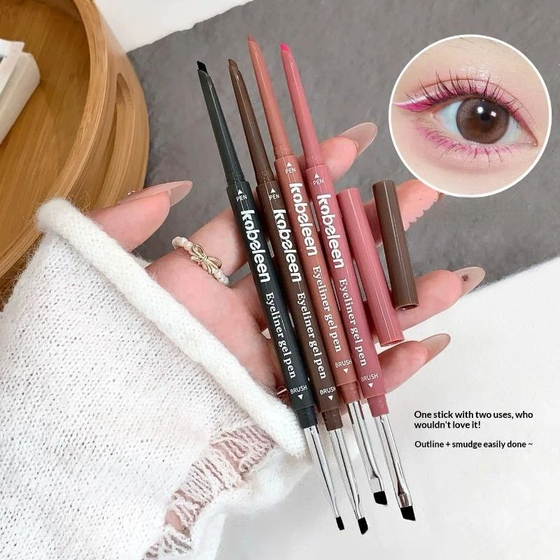 Double-headed Eyeliner Gel Pen Waterproof Sweat Resistant Long Lasting Eyeliner Pencil for Outdoor Party Makeup