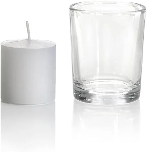 Set of 72 10hr Votive Candles & Glass Votive Holders, Clear